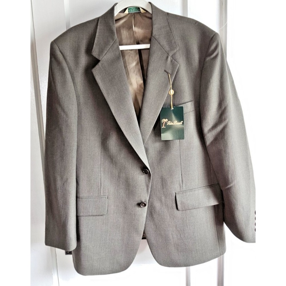 NWT Palm Beach 100%‎ pure wool brown men Sz 44 SHT United USA made